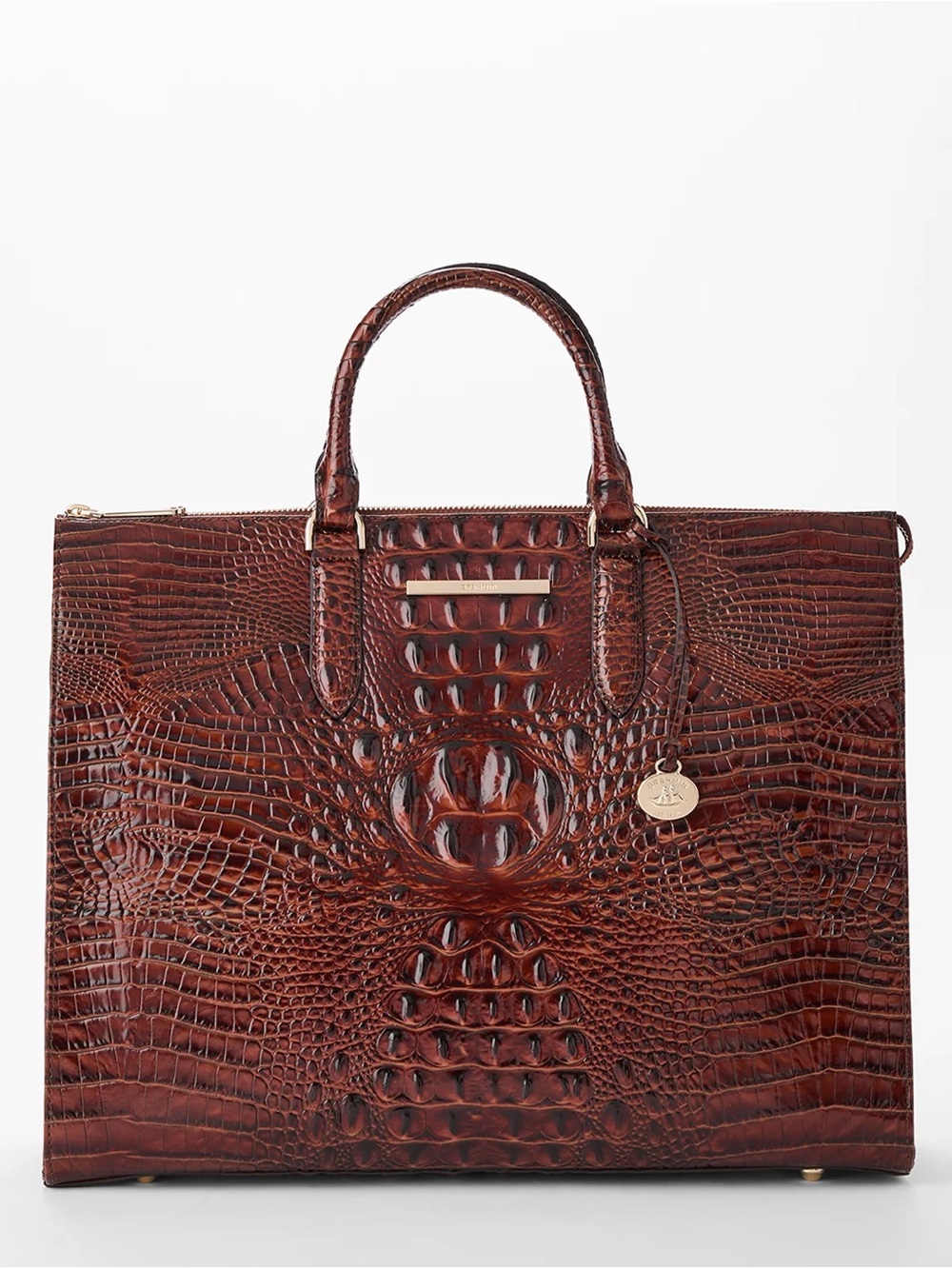 Brahmin Pecan Melbourne Croc-Embossed Leather Business Tote and Cordelia Wallet